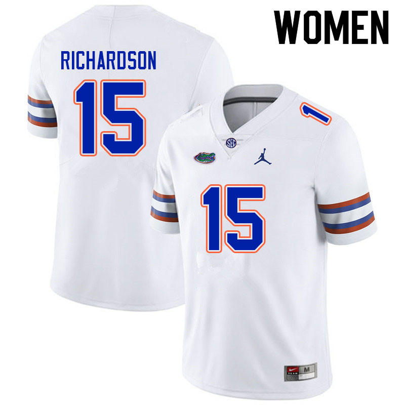 Women #15 Anthony Richardson Florida Gators College Football Jerseys Sale-White - Click Image to Close